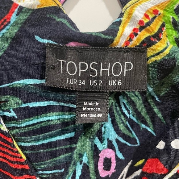 Topshop Tropical Jungle Print Summer Vacation Slip Mini‎ Dress- US Size 2 - Picture 3 of 8